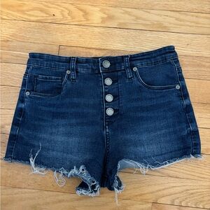 Blank NYC Dark Denim Frayed Jean Shorts